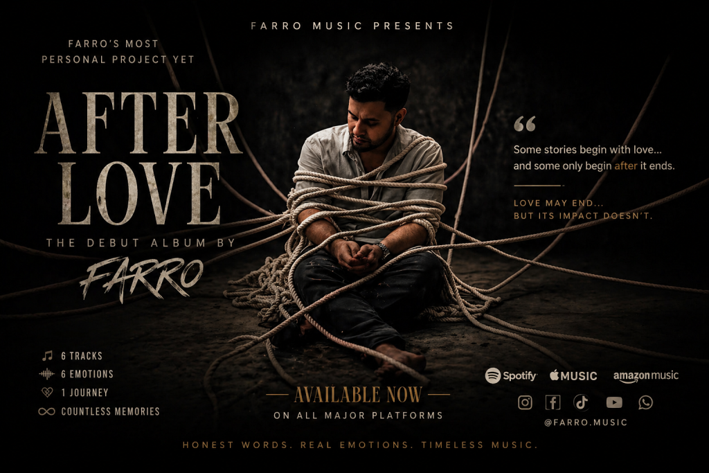 After Love Farro debut album cover emotional trap soul indie electronic artwork with bound ropes concept