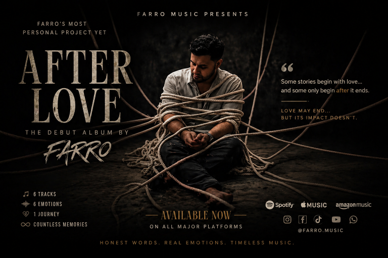 After Love Farro debut album cover emotional trap soul indie electronic artwork with bound ropes concept