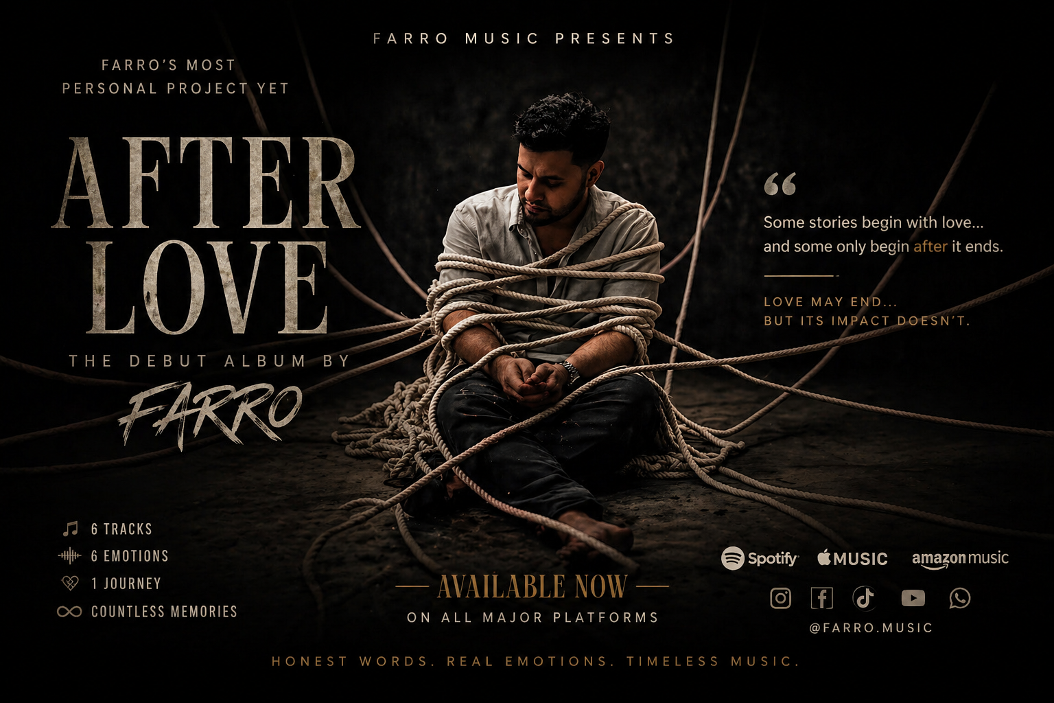 After Love Farro debut album cover emotional trap soul indie electronic artwork with bound ropes concept