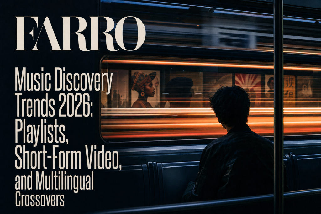 Silhouette of a rider on a night subway with blurred city light streaks reflecting across the window.
