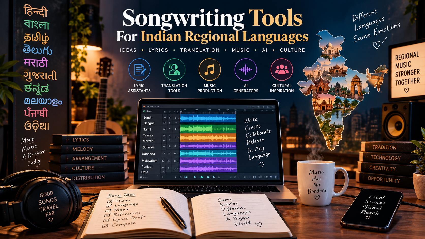 Farro: regional script writing and songwriting — songwriting tools for indian regional languages