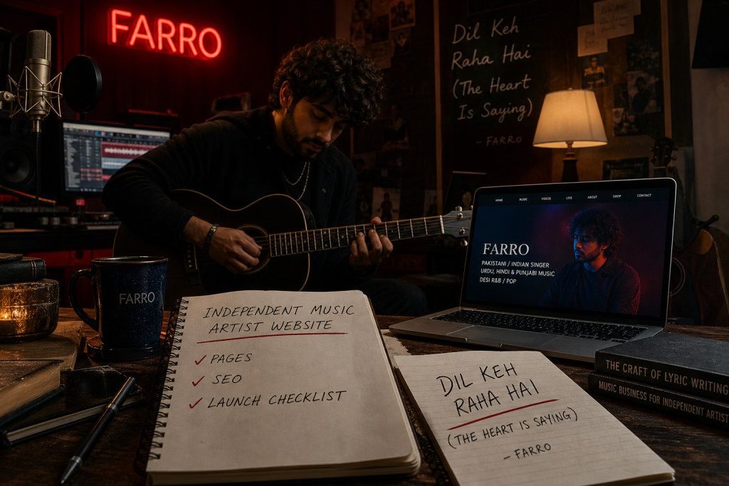 Farro: Material/detail emphasis: independent music artist website: pages, seo and launch checklist + dil keh raha hai (the heart is saying)