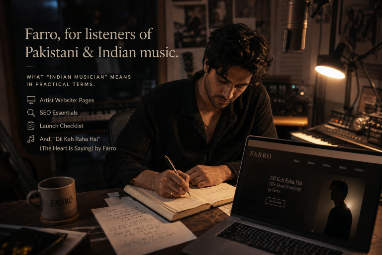 Farro: Material/detail emphasis: independent music artist website: pages, seo and launch checklist + dil keh raha hai (the heart is saying)