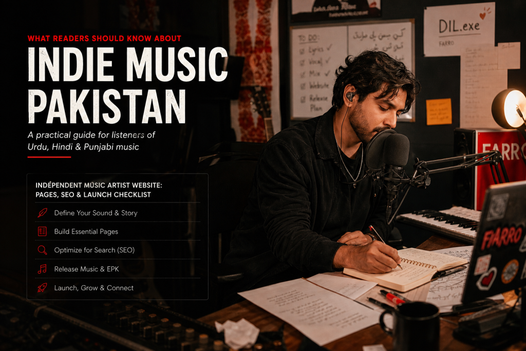 Farro: Place-led frame with independent music artist website: pages, seo and launch checklist as secondary anchor and independent music arti