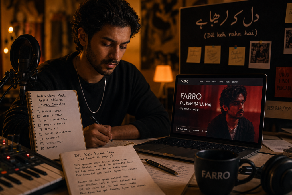 Farro: independent music artist website + independent music artist website: pages, seo and launch checklist + dil keh raha hai (the heart is