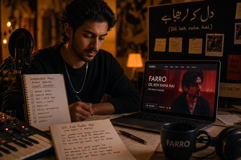 Farro: independent music artist website + independent music artist website: pages, seo and launch checklist + dil keh raha hai (the heart is