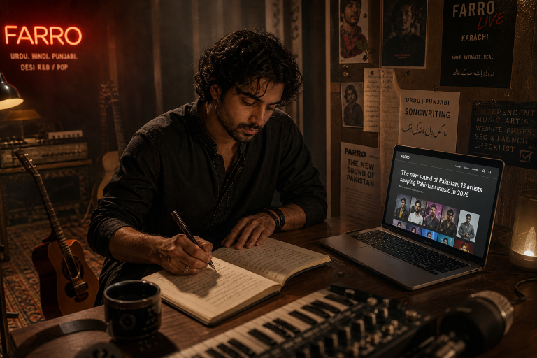Farro: Place-led frame with the new sound of pakistan: 15 artists shaping pakistani music in 2026 as secondary anchor and urdu punjabi songw