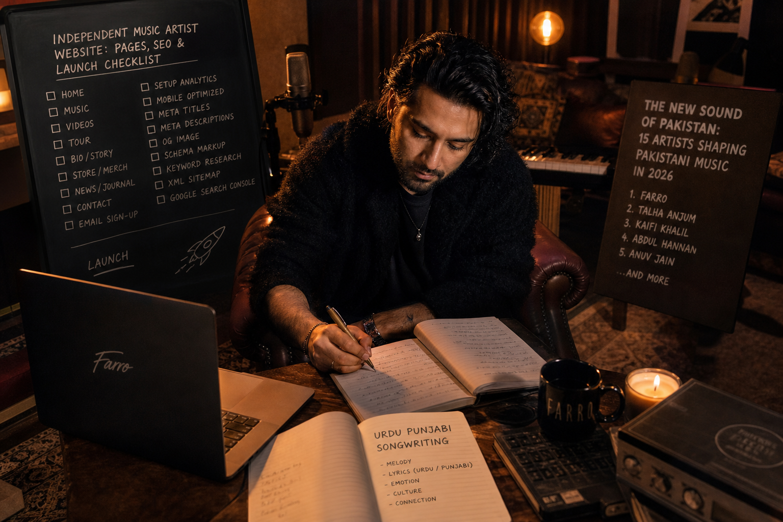 Farro: independent music artist website: pages, seo and launch checklist + independent music artist website + the new sound of pakistan: 15